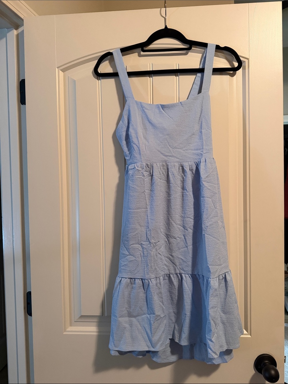 SHEIN Light Blue Tiered Sundress with Square Neck